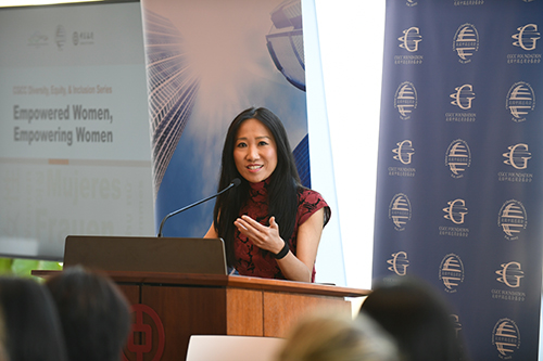 In her welcoming remarks at the lunch reception, HKETONY Director Candy Nip said that Hong Kong has a compelling commitment to promoting gender equality and women empowerment in the society.  
            