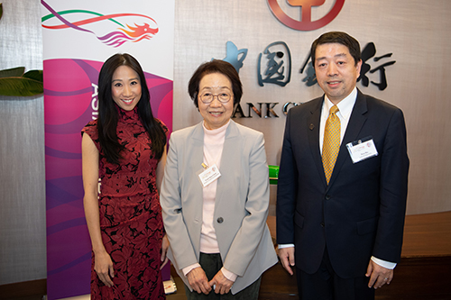  The Chairwoman of the Women’s Commission in Hong Kong, Chan Yuen-han (centre), who was attending the 67th session of the United Nations Commission on the Status of Women in New York City, was a special guest at the luncheon. Picture also shows Director of HKETONY Candy Nip (left) and the Chairman of the China General Chamber of Commerce-USA and President and Chief Executive of Bank of China, USA, Hu Wei (right).
            