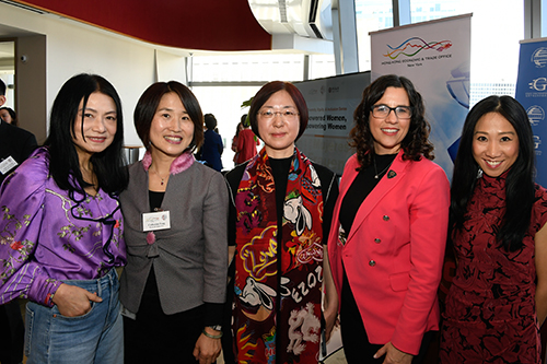 Speakers at the luncheon include (from left to right) renowned fashion designer, Vivienne Tam; the Senior Vice President of Bank of China, Catherine Feng; Vice Chair of the China General Chamber of Commerce-USA and Chairwoman of the Industrial and Commercial Bank of China US Region Management Committee, Zhang Jianyu; the Executive Vice President of Global Partnerships of NBA team Brooklyn Nets, Catherine Carlson; and the Director of HKETONY, Candy Nip. 
            
