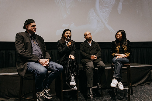  Hong Kong actress Renci Yeung (second from left) and director Jack Ng (second from right) took part in the post-screening Q&A session, moderated by Patrick McDonald of HollywoodChicago.com (first from left). 
            