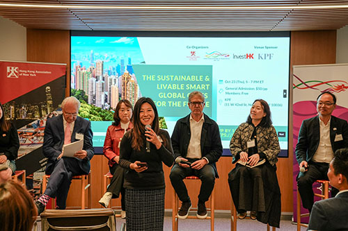 Director of HKETONY Ms Maisie Ho highlighted Hong Kong’s commitment to carbon neutrality by 2050 in a October 23 fireside chat which explored future of sustainable and liveable global cities. 