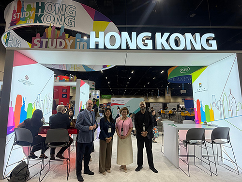  The Hong Kong Economic and Trade Office in New York (New York ETO) welcomed the delegation of representatives of the University Grants Committee (UGC) and UGC-funded universities at the 2026 NAFSA Annual Conference & Expo — one of the world’s most influential platforms for international education — in Orlando, Florida. The Director of New York ETO, Maisie Ho, visited the “Study in Hong Kong” Pavilion to learn about the proactive work of the universities in expanding their global network as well as their promotion efforts in recruiting overseas students for further studies in Hong Kong.
             